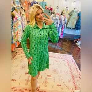 BARBARA ERICKSON- Green Patterned Dress